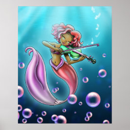 Poster Sereia Afro-Americana Fofa