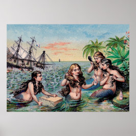 Poster Sereia Antiga Magia Náutica Oceano