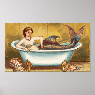 Poster Sereia Antiquada Gilbuída em Bath