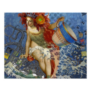 Póster Sereia Aquário Arte Azul Gótica