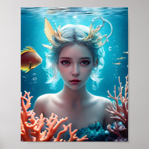 Poster Sereia Bonita Sob a Água