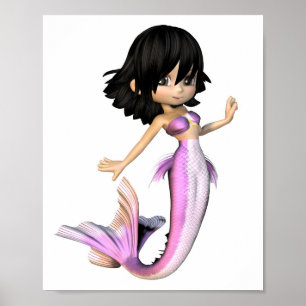 Poster Sereia bonito do roxo de Toon