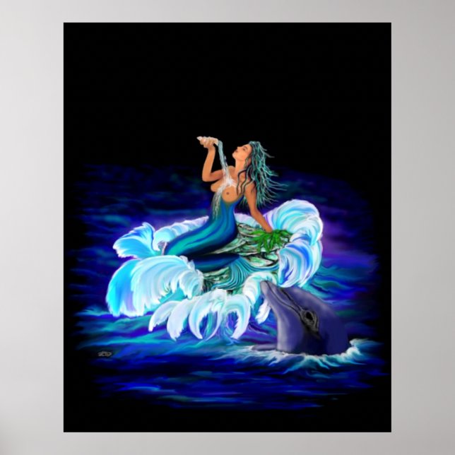 Poster Sereia com golfinho (Frente)