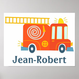 Poster Sereia da escada de mangueira do caminhão de incên