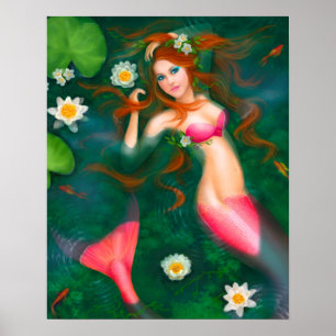 Poster Sereia da Poster-Fantasia na água, no lago