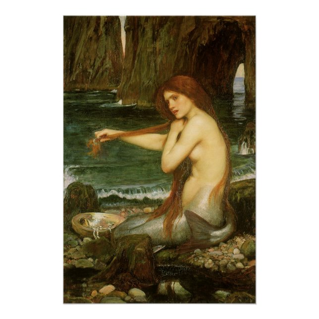 Póster Sereia de John William Waterhouse (Frente)