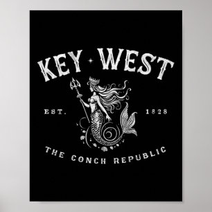 Poster Sereia de Key West República Conch Vintage Scuba P