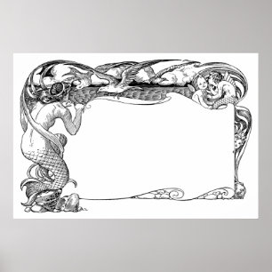 Póster Sereia e gaivotas