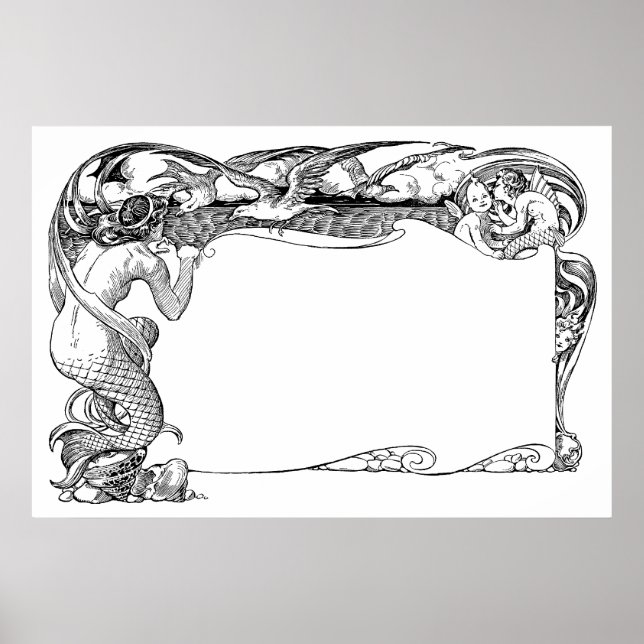 Póster Sereia e gaivotas (Frente)