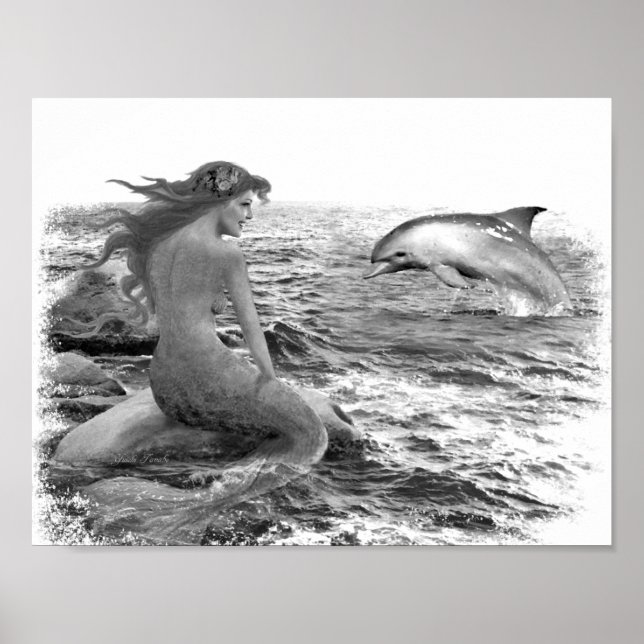 Póster Sereia e golfinho (Frente)