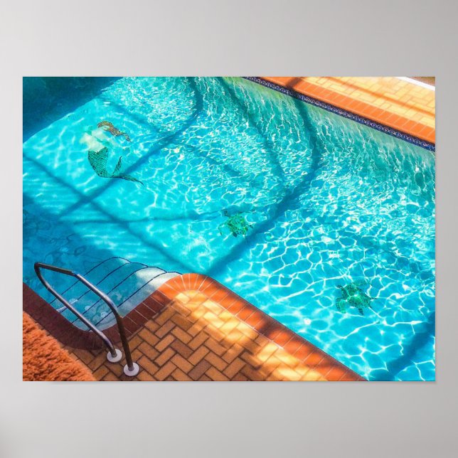 Poster Sereia em uma Piscina (Frente)