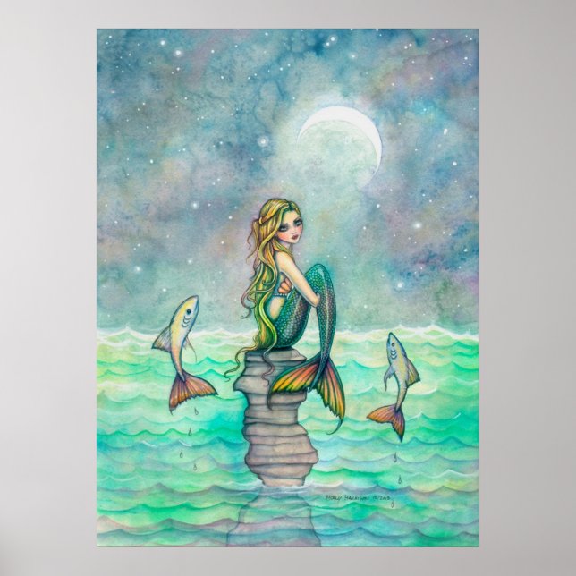 Poster Sereia Fofa e Doce e Arte Fantasia de Peixe (Frente)