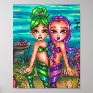 Poster Sereia Gêmeas Irmãs Fantasia conto original