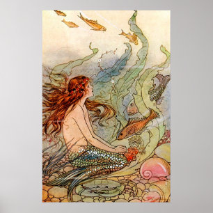 Poster Sereia Ilustration das belas artes