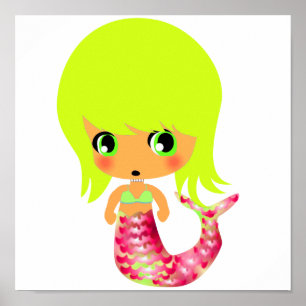 Póster sereia mágica chibi 3