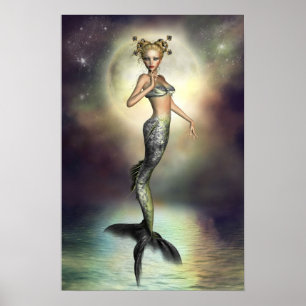 Poster Sereia místico da lua