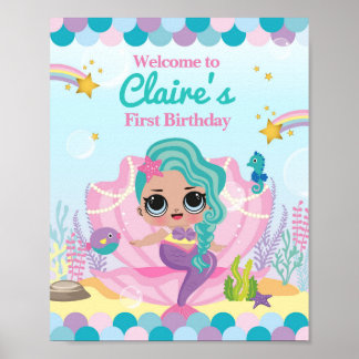 Poster Sereia Primeiro Aniversário