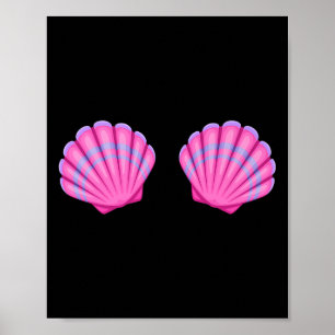 Poster Sereia Sea Shell Bra Halloween Figurume Tee Rosa S