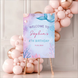 Poster Sereia Sob A Água Do Mar Aniversário Bem-Vindo