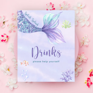 Poster Sereia Sob As Bebidas De chá de fraldas Marítimo