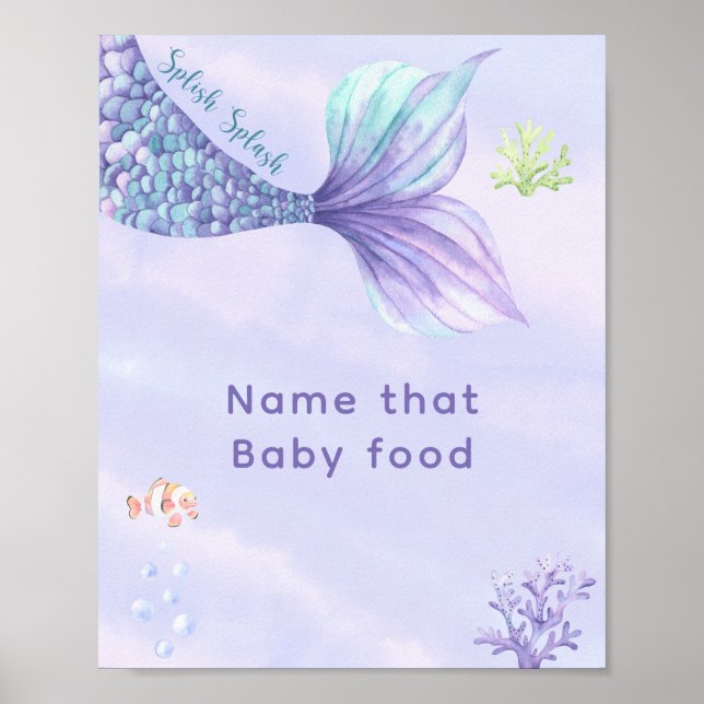 Poster Sereia sob o nome do mar para esse bebê comida (Frente)