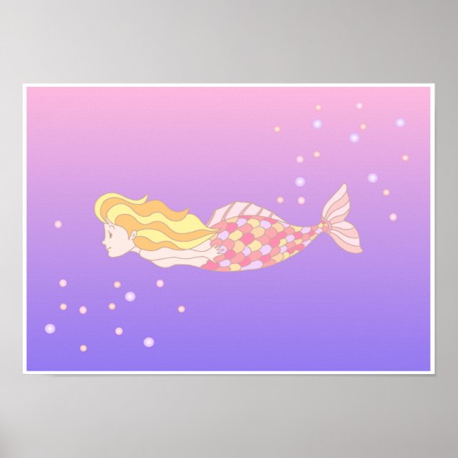 Poster Sereias nadando no mar profundo. (Frente)