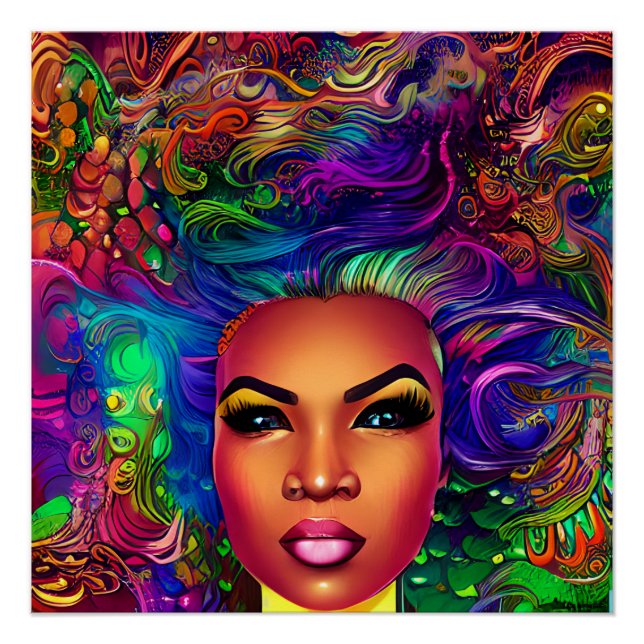 Póster Sereias Negras Melanina Sereia Oceano Costeiro Div (Frente)