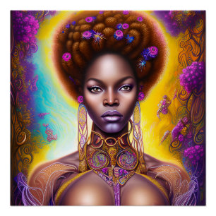 Póster Sereias Negras Melanina Sereia Oceano Costeiro Div