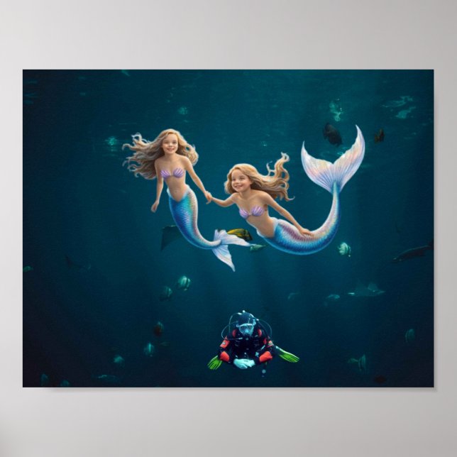 Poster Sereias se divertindo. (Frente)