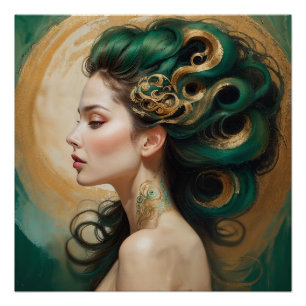 Póster "Serelith" - Curls de Jade Celestial