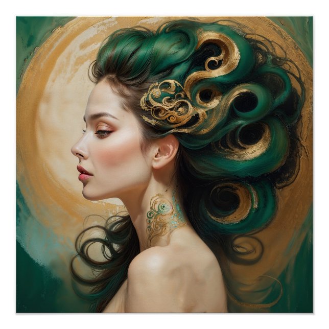 Póster "Serelith" - Curls de Jade Celestial (Frente)