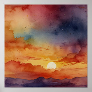 Poster Serena Simplicidade: Aquarela Minimalista Moderna