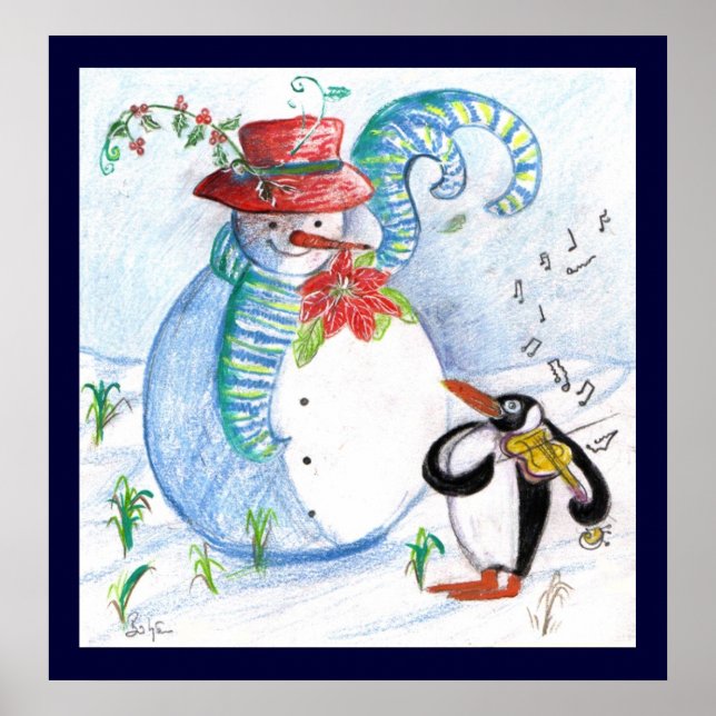 PÓSTER SERENADE DE INVERNO DE SNOWMAN E PENGUIN (Frente)