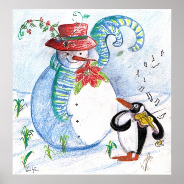 POSTER SERENADE DE INVERNO DE SNOWMAN E PENGUIN (Frente)