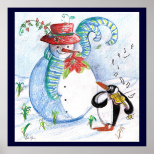 Póster SERENATA DE INVERNO DO BONECo DE NEVE E DO PENGUIM