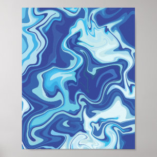 Poster Serene Abstrato em tons azuis