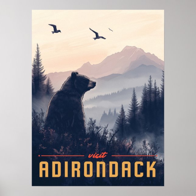 Poster Serene Adirondack Bear: Uma Vintage (Frente)