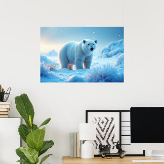Poster Serene Ártico Sunset com Urso Polar - Natureza