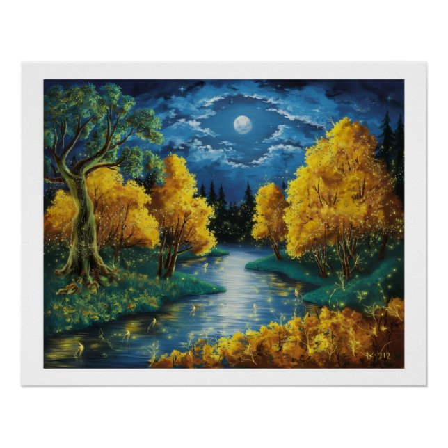 Póster Serene Autumn Landscape Oil Painting (Frente)