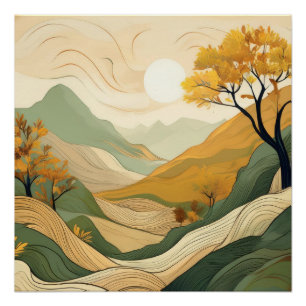 Póster Serene Autumn - Nature Landscape Art