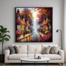 Serene Autumn Street - Painterly Town Art