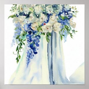 Poster Serene Blues, Buquê de Bridal em Cascata 1,
