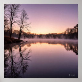 Poster Serene Dawn Lake Scense com Misty Sunrise