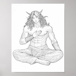 Poster Serene Elf Warrior | Fantasy Anime Character Art