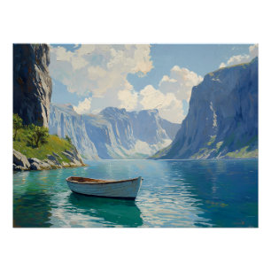 Póster Serene Fjord com Pulfiações de Torção