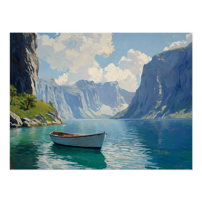 Póster Serene Fjord com Pulfiações de Torção (Frente)