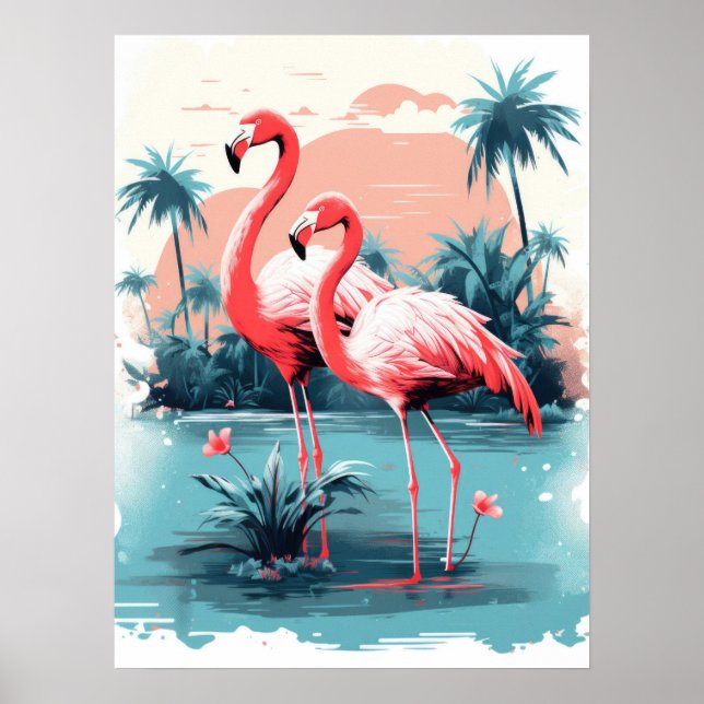 Poster Serene Flamingo Paradise (Frente)