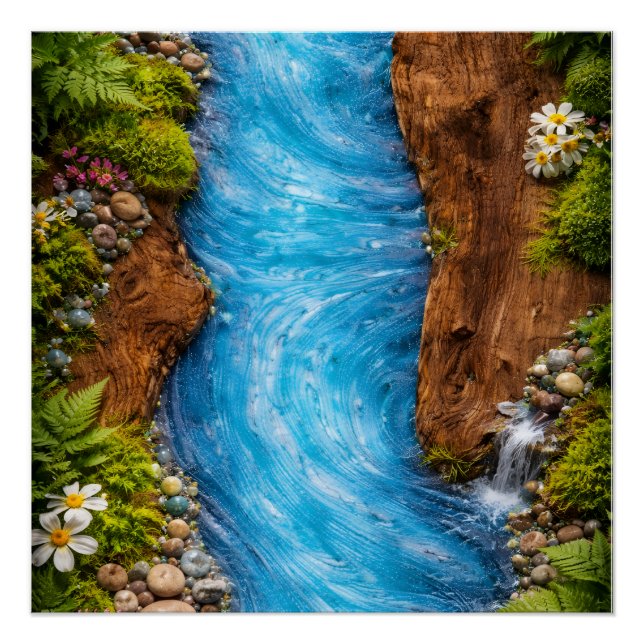 Póster Serene Forest Stream Tranquil Nature Water Art (Frente)