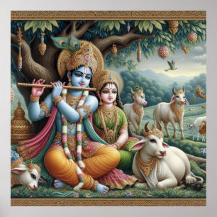 Poster Serene Green Ornamentado Radha Krishna Venugopal F