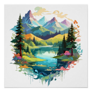 Póster Serene Landscape Calm Tranquil Nature Mounts